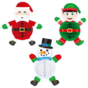 Beistle 20357 Tissue Elf, Santa & Snowman, 7"-10&#190;"