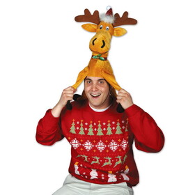 Beistle 20705 Plush Christmas Moose Hat, one size fits most