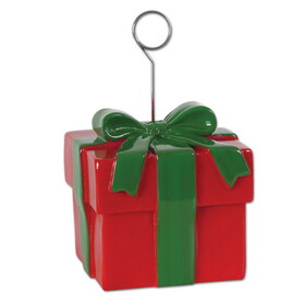 Beistle 20741 Christmas Gift Box Photo/Balloon Holder, 6 Oz