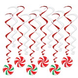 Beistle 20821 Peppermint Whirls, 6 whirls w/icons; 6 plain whirls, 17½