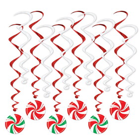 Beistle 20821 Peppermint Whirls, 6 whirls w/icons; 6 plain whirls, 17&#189;"-33&#189;"