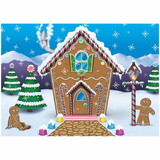 Beistle 20823 Gingerbread House Fabric Backdrop, 5' x 7'