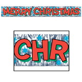 Beistle 20880 Metallic Merry Christmas Fringe Banner, prtd 1-ply PVC fringe, 7½" x 5'