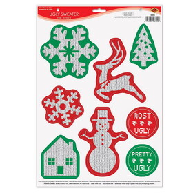 Beistle 20885 Ugly Sweater Peel 'N Place, 12" x 17" Sh