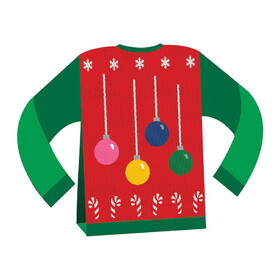 Beistle 20887 3-D Ugly Sweater Centerpiece, different design front & back; assembly required, 8"