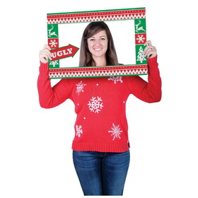 Beistle 20895 Ugly Sweater Photo Fun Frame, 3 hand held props included, 15&#189;" x 23&#189;"
