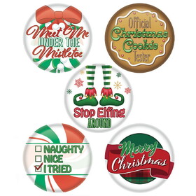 Beistle 20910 Christmas Party Buttons, 2"