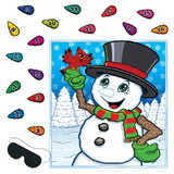 Beistle 20912 Pin The Nose On The Snowman Game, blindfold mask & 16 noses included, 19
