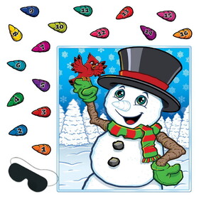 Beistle 20912 Pin The Nose On The Snowman Game, blindfold mask & 16 noses included, 19" x 17&#189;"