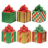 Beistle 22038 Christmas Gift Favor Boxes, prtd 2 sides w/different designs; assembly required, 3¼