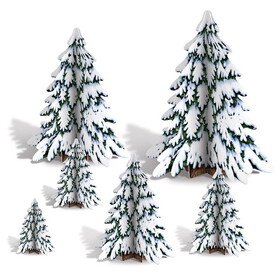 Beistle 22145 3-D Winter Pine Tree Centerpieces, assembly required, 4"-12&#189;"