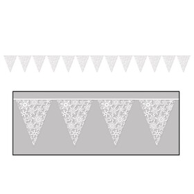 Beistle 22645 Snowflake Pennant Banner, all-weather; 12 pennants/string, 11" x 12'