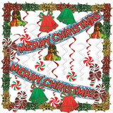Beistle 22707 Merry Christmas Metallic Decorating Kit, Piece Count: 27
