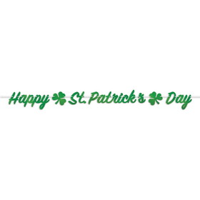 Beistle 30055 Foil Happy St Patrick's Day Streamer, assembly required, 7&#188;" x 7'