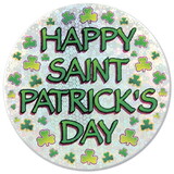 Beistle 30150 Happy St Patrick's Day Button, lazer etched, 3½