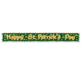 Beistle 30351 Met Happy St Patrick's Day Fringe Banner, prtd 1-ply PVC fringe, 7½
