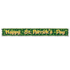Beistle 30351 Met Happy St Patrick's Day Fringe Banner, prtd 1-ply PVC fringe, 7&#189;" x 5'
