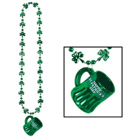 Beistle 30599 Shamrock Beads w/Happy St Pat's Mug, 33"/ &#190; Oz