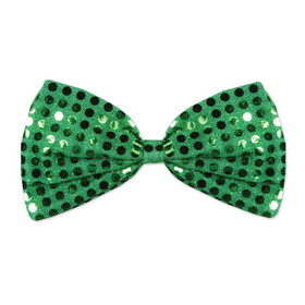 Beistle 30702 Green Glitz 'N Gleam Bow Tie, one size fits most; elastic attached, 3" x 6&#189;"
