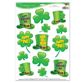 Beistle 30783 St Patrick's Day Clings, 12" x 17" Sh