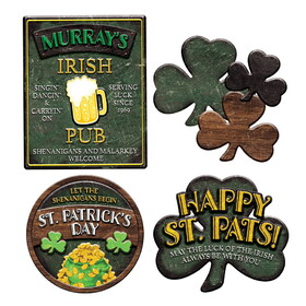 Beistle 33248 St Patrick's Day Sign Cutouts, prtd 2 sides, 9&#188;"-10&#188;"