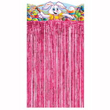 Beistle 40450 Easter Bunny Character Curtain, cerise met curtain w/bunny cutout prtd 2 sides, 4' 6