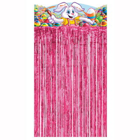 Beistle 40450 Easter Bunny Character Curtain, cerise met curtain w/bunny cutout prtd 2 sides, 4' 6" x 3'