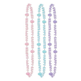 Beistle 40595 Happy Easter Beads-Of-Expression, asstd lt blue, pink, purple, 33"