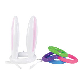 Beistle 40772 Inflatable Bunny Ears Ring Toss, bunny ears w/tie chin straps & 4 rings included, 17" & 7&#188;"