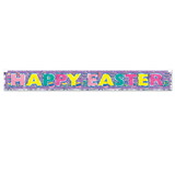 Beistle 40880 Metallic Happy Easter Fringe Banner, prtd 1-ply PVC fringe, 7½