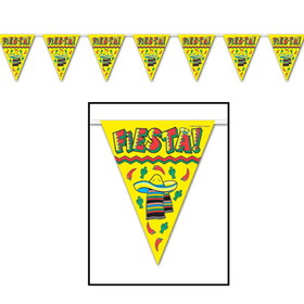 Beistle 50021 Fiesta! Pennant Banner, all-weather; 12 pennants/string, 11" x 12'
