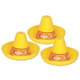 Beistle 50023 Miniature Yellow Plastic Sombrero, 4½