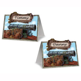 Beistle 50047 Pirate Cannon Place Cards, prtd front & back, 2&#189;" x 4"
