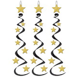 Beistle 50059-BKGD Star Whirls, black & gold, 30