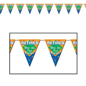 Beistle 50103 Retired The Fun Begins! Pennant Banner, all-weather; 12 pennants/string, 11" x 12'
