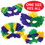 Beistle 50134-GGP Mardi Gras Masks, golden-yellow, green, purple; asstd designs; elastic attached