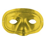 Beistle 50144-GD Metallic Half Mask, gold; elastic attached