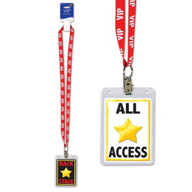 Beistle 50259 VIP Party Pass, lanyard w/card holder, 25"