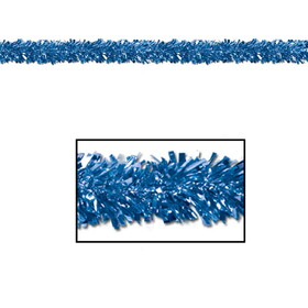 Beistle 50281-B 6-Ply Metallic Festooning Garland, blue, 4" x 15'