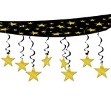 Beistle 50335-GD The Stars Are Out Ceiling Decor, black & gold, 12