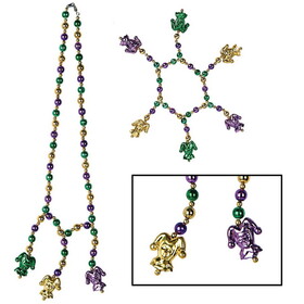 Beistle 50457 Mardi Gras Beads Choker/Bracelet Set, 18" & 7"