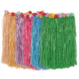 Beistle 50490-ASST Adult Artificial Grass Hula Skirts, asstd colors; w/floral waistband, 36