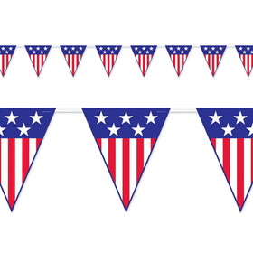 Beistle 50530 Spirit Of America Pennant Banner, all-weather; 12 pennants/string, 11" x 12'