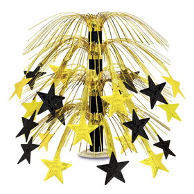 Beistle 50553-BKGD Star Cascade Centerpiece, black & gold, 18"