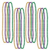 Beistle 50570 Mardi Gras Small Round Beads, asstd gold, green, purple, 7mm x 33