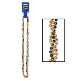 Beistle 50577-BKGD Braided Beads, black & gold, 33"