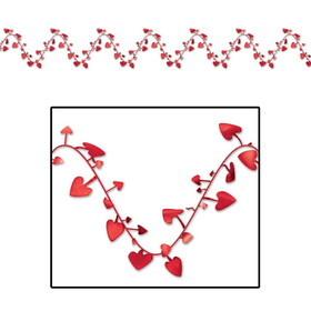 Beistle 50652-R Gleam 'N Flex Heart Garland, red; wire garland, 25'