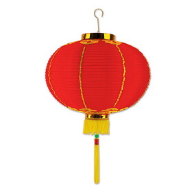Beistle 50678-12 Good Luck Lantern w/Tassel, ornamental red & gold rayonese lantern, 12"