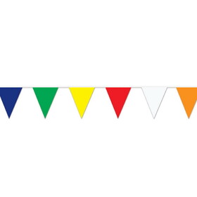 Beistle 50700-MC Multi-Color Pennant Banner, all-weather; 65 pennants/string, 17" x 120'