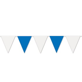 Beistle 50702-BW Blue & White Pennant Banner, all-weather; 15 pennants/string, 17" x 30'